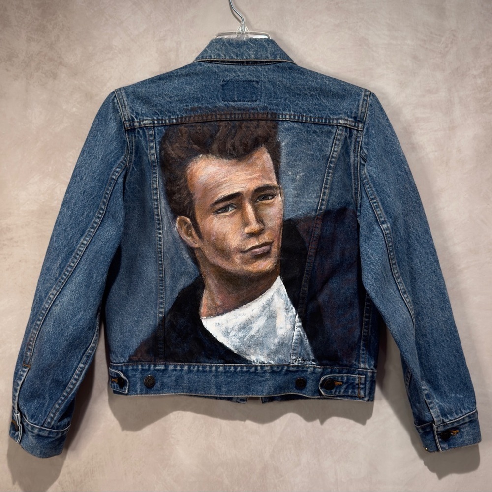 90s Upcycled Hand-Painted Denim Jacket, Dylan McKay 90210 Beverly Hills, Size 10